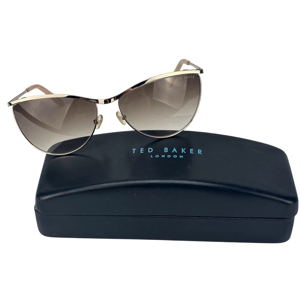 Ted Baker Aviator Sunglasses Gold Cat Eye Gradient Lens Glam Designer Women
